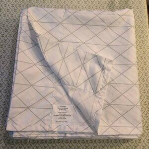 New...polyester KING FLAT SHEET, white and gray